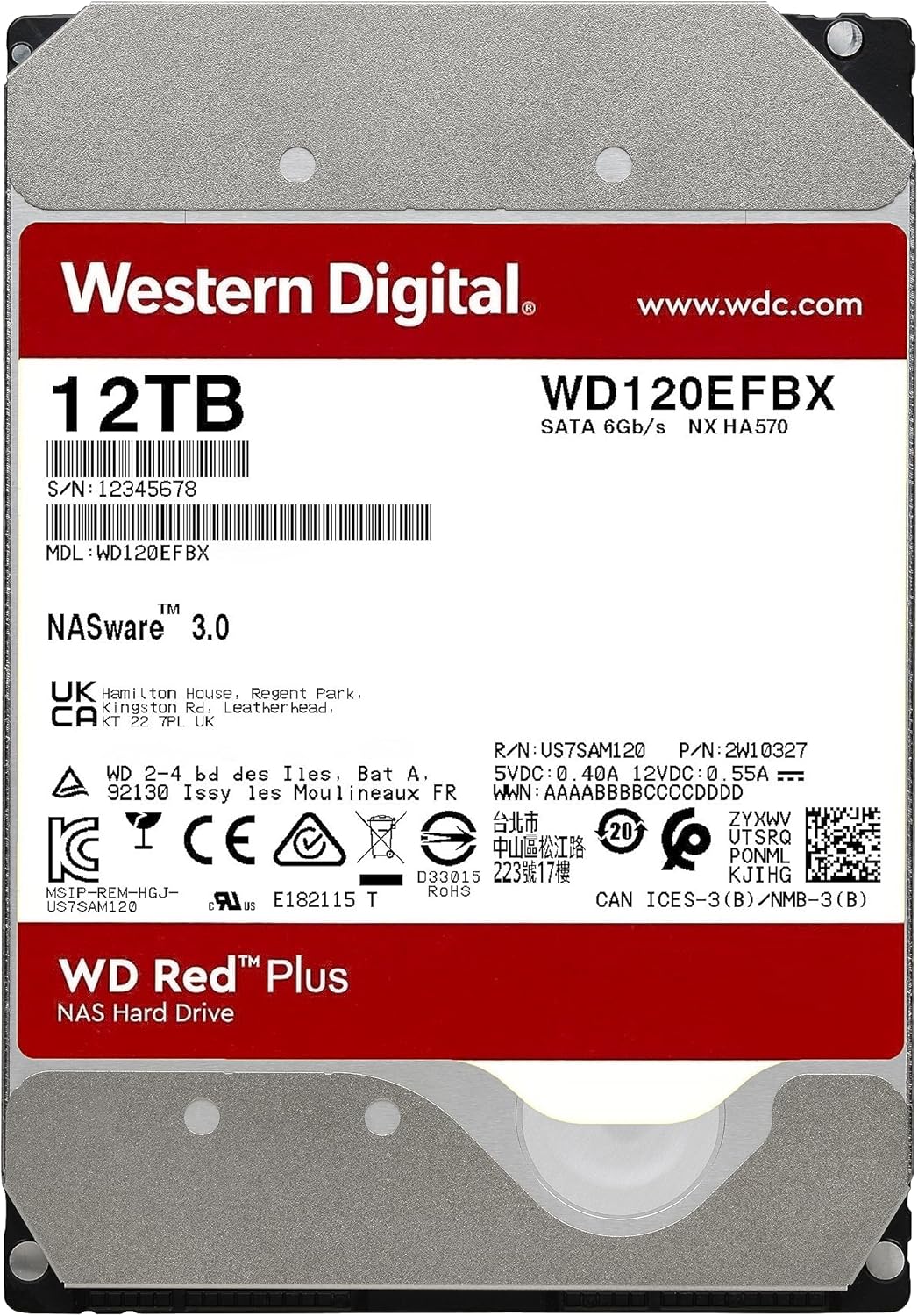 Western Digital 12TB WD Red Plus NAS Internal Hard Drive HDD - 7200 RPM, SATA 6 GB/s, CMR, 512 MB Cache, 3.5" - WD120EFBX - The HDDs