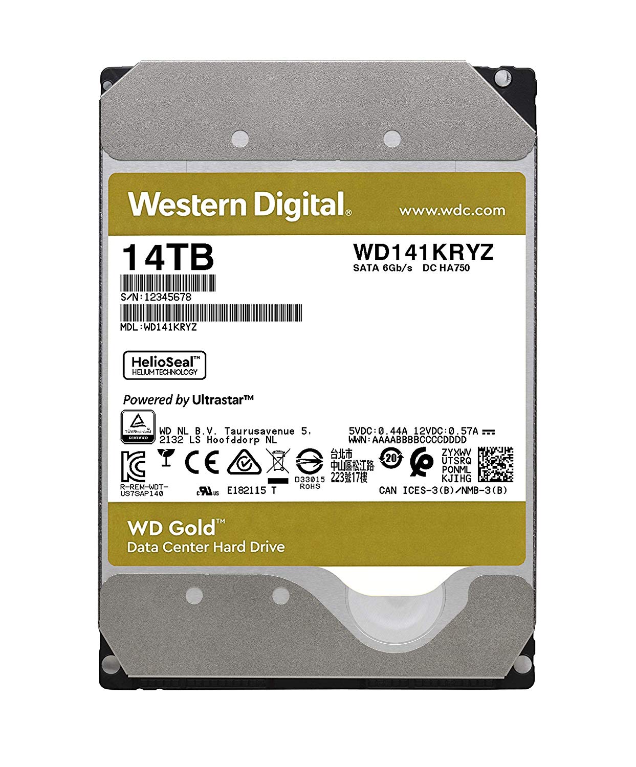 Western Digital 14TB WD Gold Enterprise Class Internal Hard Drive - 7200 RPM Class, SATA 6 Gb/s, 512 MB Cache, 3.5" - WD141KRYZ - The HDDs
