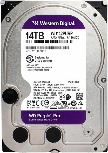 Western Digital 14TB WD Purple Pro Surveillance Internal Hard Drive HDD - SATA 6 Gb/s, 512 MB Cache, 3.5" - WD142PURP - The HDDs