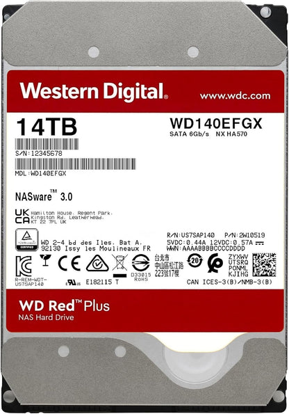 Western Digital 14TB WD Red Plus NAS Internal Hard Drive HDD - 7200 RPM, SATA 6 GB/s, CMR, 512 MB Cache, 3.5" - WD140EFGX - The HDDs