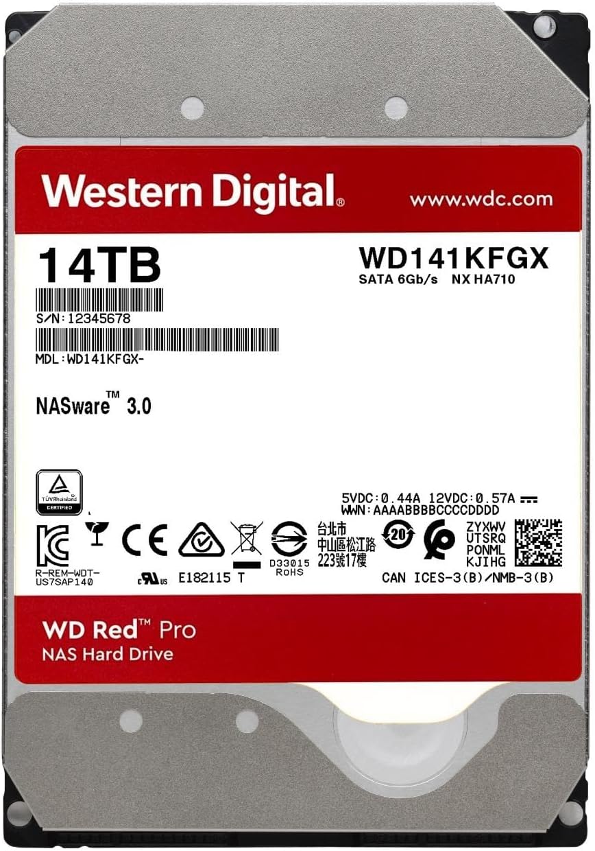 Western Digital 14TB WD Red Pro NAS Internal Hard Drive HDD - 7200 RPM, SATA 6 Gb/s, CMR, 512 MB Cache, 3.5" - WD141KFGX - The HDDs
