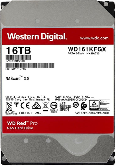Western Digital 16TB WD Red Pro NAS Internal Hard Drive HDD - 7200 RPM, SATA 6 Gb/s, CMR, 512 MB Cache, 3.5" - WD161KFGX - The HDDs