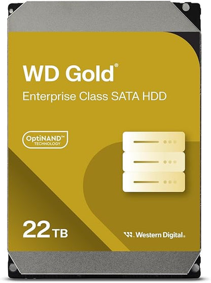 Western Digital 22TB WD Gold Enterprise Class SATA Internal Hard Drive HDD - 7200 RPM, SATA 6 Gb/s, 512 MB Cache, 3.5" - WD221KRYZ - The HDDs