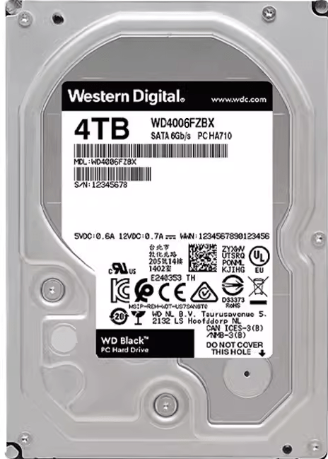 Western Digital 4TB WD Black Gaming Internal Hard Drive HDD - 7200 RPM, SATA 6 Gb/s, 256 MB Cache, 3.5" - WD4006FZBX - The HDDs
