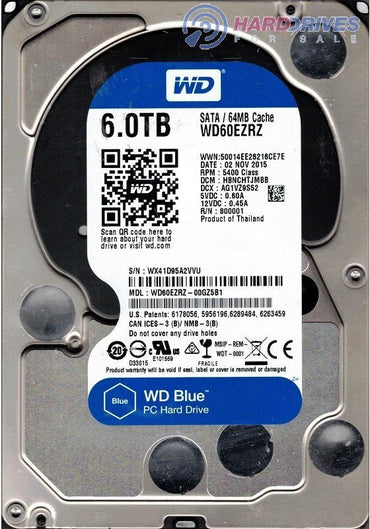 Western Digital 6TB WD Blue PC Internal Hard Drive - 5400 RPM Class, SATA 6 Gb/s, , 64 MB Cache, 3.5" - WD60EZRZ - The HDDs