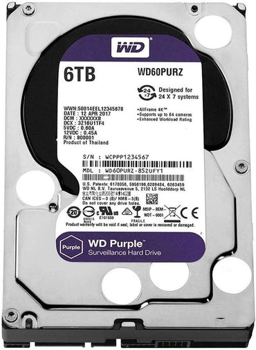 Western Digital 6TB WD Purple Surveillance Internal Hard Drive HDD - SATA 6 Gb/s, 64 MB Cache, 3.5" - WD60PURZ - The HDDs