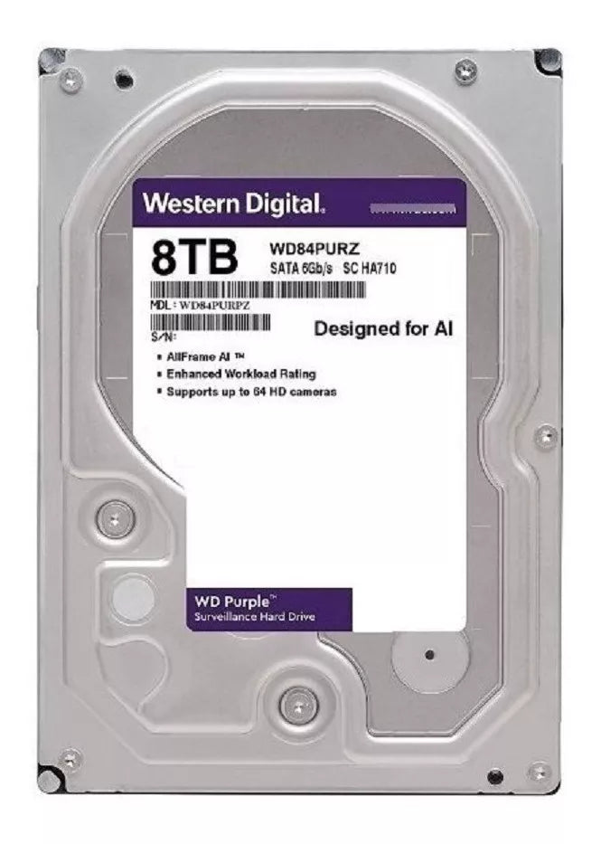 Western Digital 8TB WD Purple Surveillance Internal Hard Drive HDD - SATA 6 Gb/s, 128 MB Cache, 3.5" - WD84PURZ - The HDDs