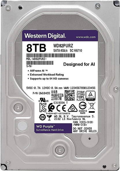 Western Digital 8TB WD Purple Surveillance Internal Hard Drive HDD - SATA 6 Gb/s, 256 MB Cache, 3.5" - WD82PURZ - The HDDs